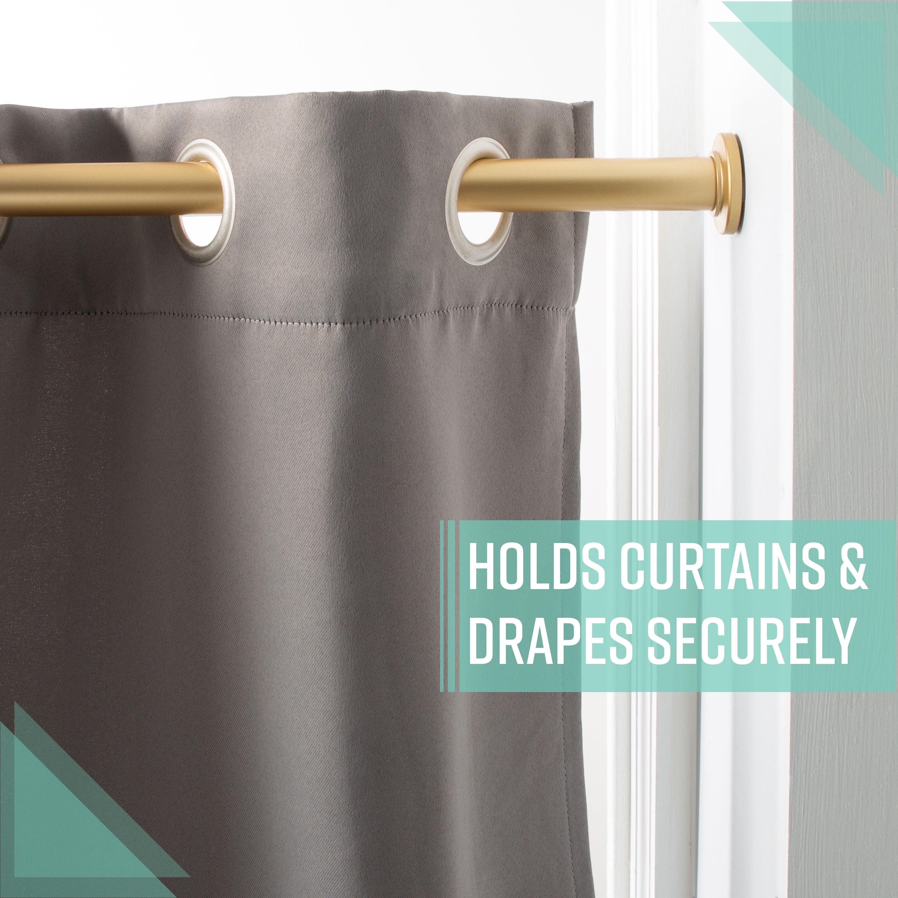 Home Details 42" to 74" Adjustable Straight Shower Curtain Tension Rod, Satin Gold