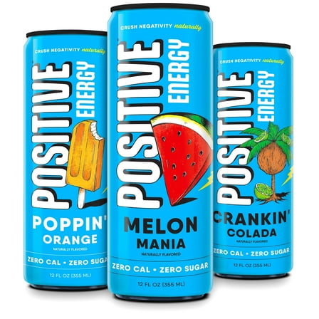 Positive Energy Drink Variety Pack – 12 Cans (12 fl oz) – Zero Sugar, 160mg Natural Caffeine from Green Tea – Clean Energy for Focus, Immunity & Hydration – Keto, Gluten Free, No Crash, No Calories