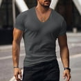 thumbnail image 4 of BOBOGOJP T-Shirts Graphiques pour Hommes Mode Printemps Été Col Rond Uni Chandail Manches Courtes (Gris Foncé,TTG), 4 of 5