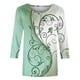 thumbnail image 4 of ICHUANYI Clearance Women's Fashion Printed Loose T-shirt 3/4 Sleeves Blouse Round Neck Casual Tops(Green, XXL) ICHUANYI WER2023081110321, 4 of 5