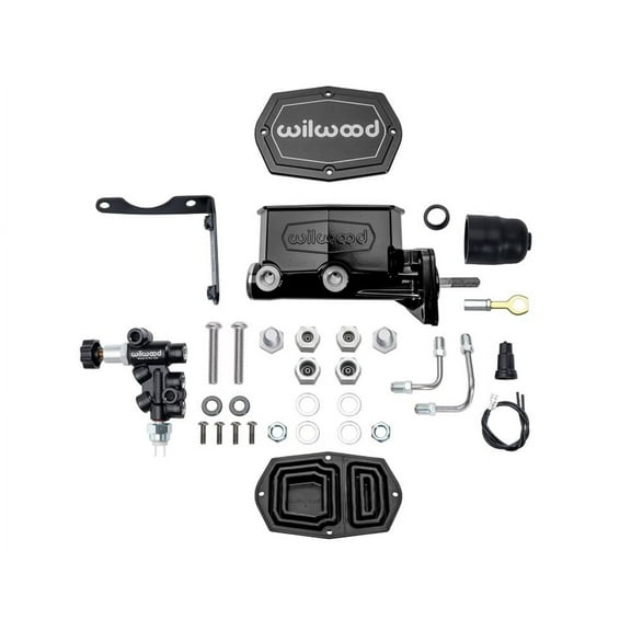 Wilwood 261-17319-BK Tandem Compact Black 1" Bore Master Cylinder Kit with L/H Bracket, Proportioning Valve & Pushrod Compatible with CDP 4-BolT