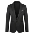 thumbnail image 2 of Men's Lightweight Casual Blazer Single Button Regular Fit Black Size Medium, 2 of 8
