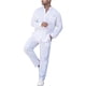 thumbnail image 1 of Conjunto de 2 piezas Cagnkofi para hombre, de manga larga, color liso, de algodón y lino, con camisa y pantalones largos, chándales casuales de verano, 1 of 5