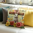 thumbnail image 3 of YILUYINQING Easter He is Risen Pillow Covers  Spring Bunny with Cross Throw Pillow Covers Rabbit Colorful Eggs Floral Pillowcase Cushion Case for Sofa Outdoor Patio Garden 18x18in, 3 of 5