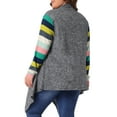 thumbnail image 3 of GRACE & GRANDEUR Women's Plus Size Cardigan Stripe Lightweight Sweater Outerwear 2X Dark Grey, 3 of 6