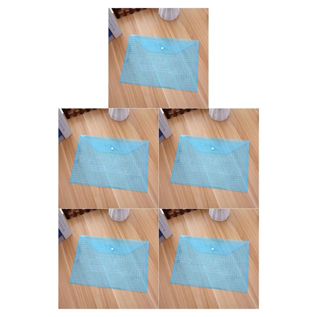 sweethay Rejilla transparente Botón a presión Bolsas de documentos de PVC Estuche de archivo Suministros de papelería de oficina No.03 5piezas