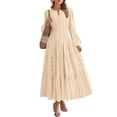 thumbnail image 2 of Womens Summer 2026 Casual Maxi Dresses - Long Sleeve V Neck Elastic Waist Tiered Lightweight Boho Beach Dress with Pockets, 2 of 7