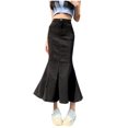 thumbnail image 1 of Gibobby faldas cargo dividida de mezclilla para mujer con nalgas y falda de cola de pez(Negro, M), 1 of 5