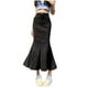 thumbnail image 1 of Gibobby faldas cargo dividida de mezclilla para mujer con nalgas y falda de cola de pez(Negro, S), 1 of 5