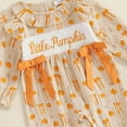 thumbnail image 4 of Wonitaaizi Newborn Baby Girl Halloween Outfit Pumpkin Jumpsuit Romper Sleeve Bodysuit Long Overalls (0-3 Months,Beige), 4 of 4