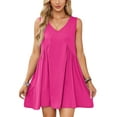 thumbnail image 2 of SHIBEVER Dresses for Women Summer Casual Dress Sleeveless Mini Beach Dresses for Womens Clothes V Neck Swing Dress with Pocket, 2 of 7