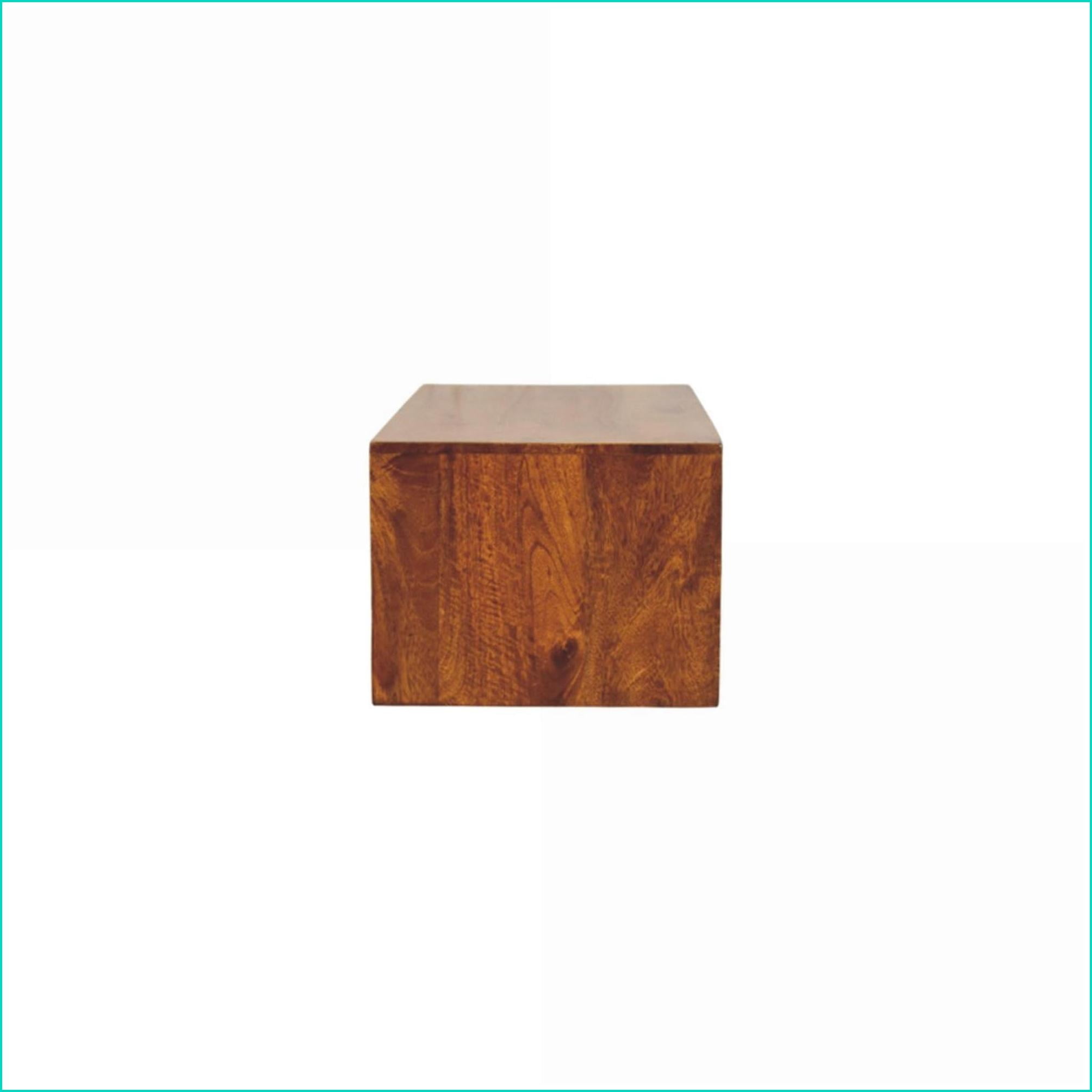 TV Furniture | Modern 2-Drawer Chestnut Solid Mango Wood Wall-Mounted Media Unit | TV Size 39in or Less | Solid Wood