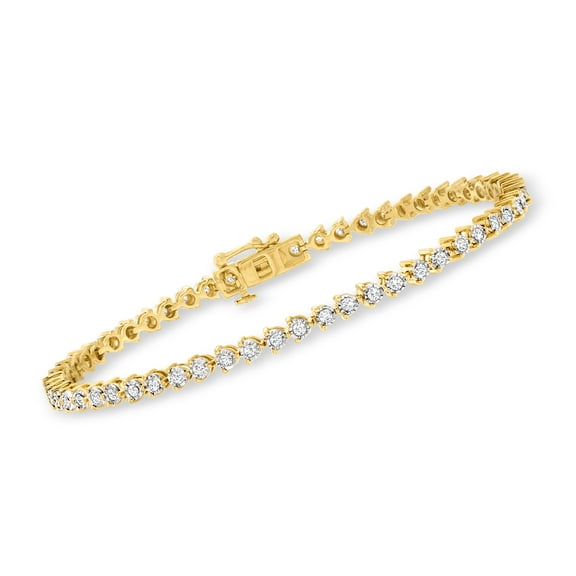 Ross-Simons 1.00 ct. t.w. Round Brilliant-Cut Diamond Tennis Bracelet in 18kt Gold Over Sterling, Women's, Adult