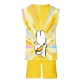 thumbnail image 5 of Summer Savings Clearance! Nskgu Girls Shorts Set Ruffle Sleeve Cartoon Tops and Shorts with Pockets 2 Pcs Outfits Summer Sport Tracksuits Size 4-13 Years under $10, 5 of 8