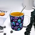 thumbnail image 5 of Yiaed purple flower blue Skull Print Ceramics Coffee,Large Handle Design,Extra Large Tea and Coffee Cup for Office and Home Mugs, 5 of 6