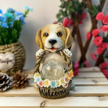 

Home Decorations Home Wall Decor Solar Small Night Light Cute Dog Holding Flower Basket Ornaments Outdoor Garden Park Animal Resin Garden Ornaments Fashion Creative Decoration