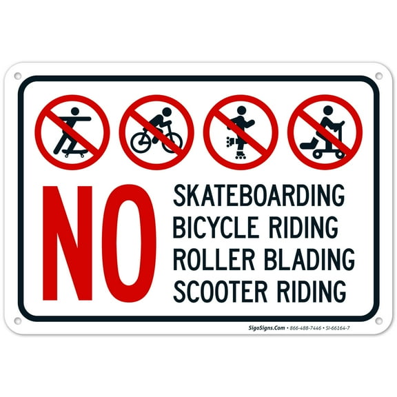 No Skateboarding No Bicycle Riding No Roller Blading No Scooter Sign,