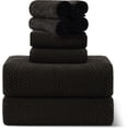 thumbnail image 2 of 8-Piece Bath Towel Set, 2 Extra Large Bath Towel Sheets, 2 Hand Towels and 4 Washcloths - Highly Absorbent Quick Dry Polyester,Ultra Soft Towel Set for Bathroom, Waffle Weave Design, Pack of 8, Green, 2 of 7