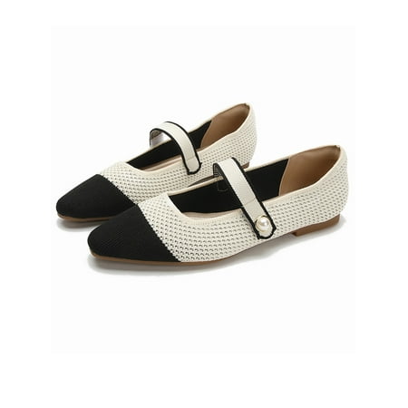 

Bellella Womens Mary Jane Sandals Comfort Flat Sandal Summer Dress Shoe Braided Casual Shoes Wedding Walking Flats Black White 8.5