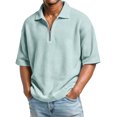 thumbnail image 3 of HAJWOH Mens Quarter Zip Golf Polo Shirts Casual Short Sleeve Waffle Pullover Sweater Top Light Outdoor Sport Shirt, 3 of 5