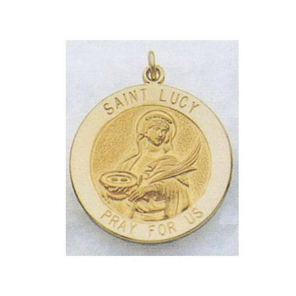 PicturesOnGold.com Saint Lucy Religious Medal - Solid 14k Yellow Gold, Under 2/3" (15.0mm)