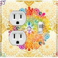 thumbnail image 1 of Metal Light Switch Plate Cover Rainbow Mandala Flower Tile Pattern Beige MDL092, 1 of 13
