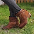 thumbnail image 2 of asdoklhq Womens Boots Clearance Under $20, Lace Up Thick Heel Classic Short Boots, 2 of 7