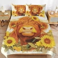 thumbnail image 6 of 3 Pcs Soft Bedding Set, Includes 1 Duvet Cover with Zipper And 2 Pillow,Shams Highland Cow with Sunflowers Queen(90"×90"), 6 of 8