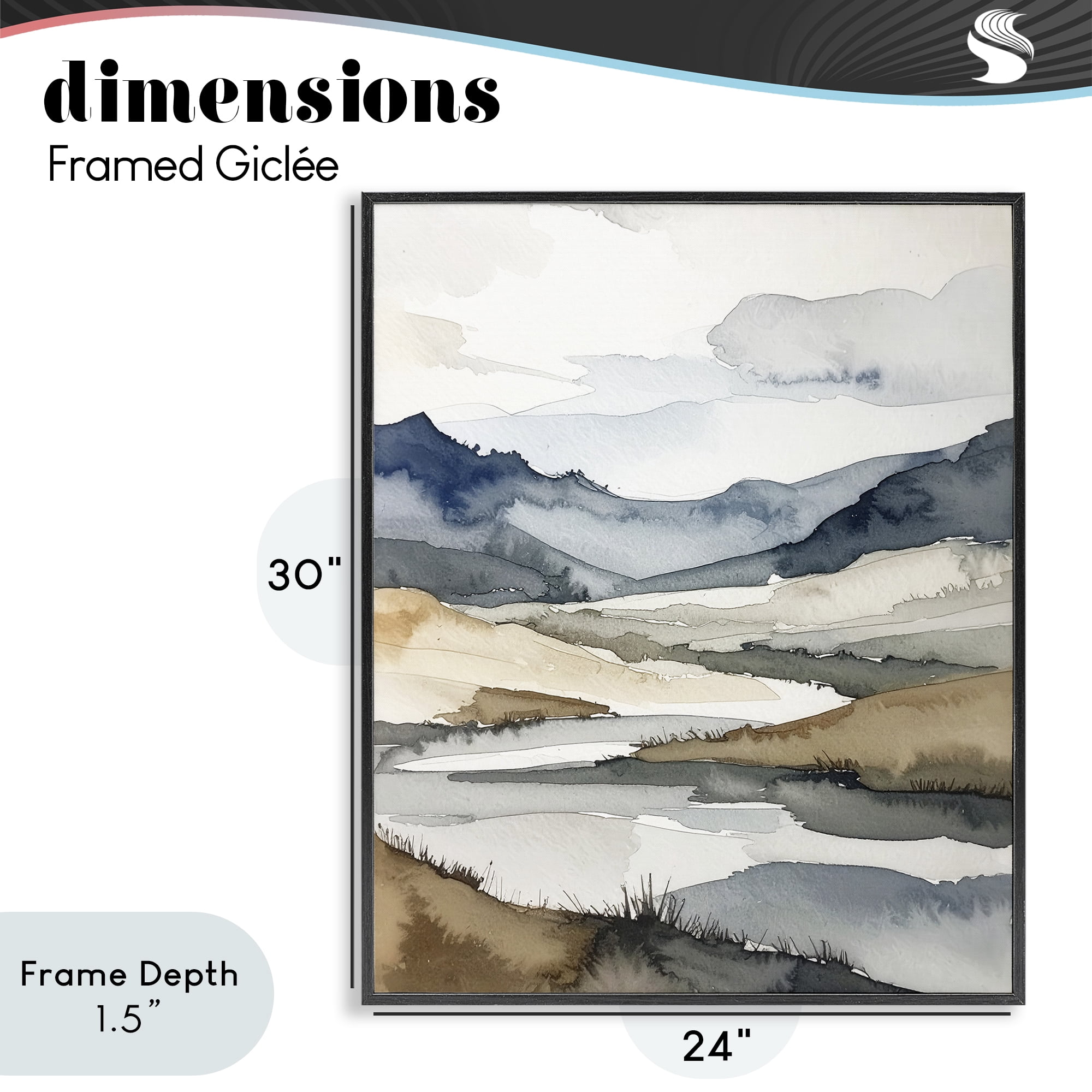 Stupell Industries Flow Of Water River Black Framed Giclee Art, design by Alonza Saunders
