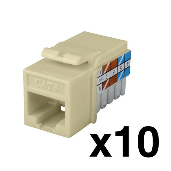Construct Pro Cat6 (RJ-45) Keystone Jack (10 Pack, Ivory) Manufactured by Skywalker