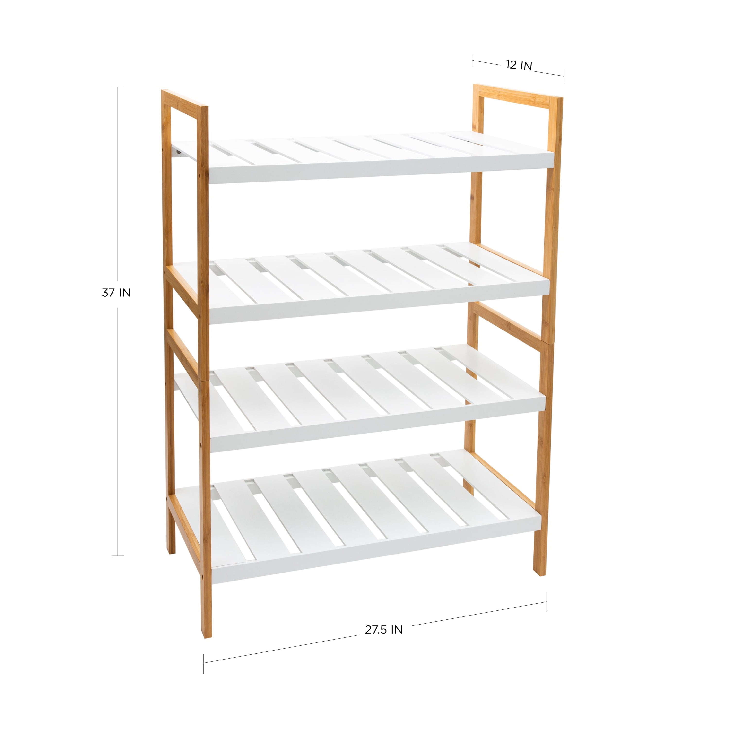 Organize It All 2 Pack Sonora Bamboo 4 Tier Stackable 12 Pair Shoe Rack in White
