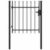 Fence Gate Single Door with Spike Steel 39.4"x39.4" Black