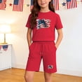 thumbnail image 2 of Unisex Red 4th of July Kids Outfit, American Flag T-Shirt and Shorts 2-Piece Set, Patriotic Clothing for Kids Boys Girls,Size 5 T, 2 of 9
