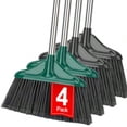 thumbnail image 3 of 4 PCS Heavy Duty Broom Outdoor/Indoor Commercial Broom with 61 Long HandlePerfect for Home Garage Kitchen Office Lobby Room Floor Black and Green, 3 of 8
