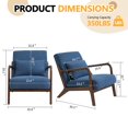 thumbnail image 3 of Peispie Mid Century Modern Accent Chair with Solid Wood Frame, Breathable Cotton Linen Lounge Chair with Lumbar Pillow, Sturdy 350LBS Reading Armchair for Living Room, Blue, 3 of 8