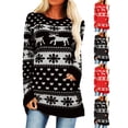 thumbnail image 2 of Gvmfive Women Christmas Tops Elk Snowflake Pullover Sweater Long Sleeve Knit Jumper Blouse, 2 of 4