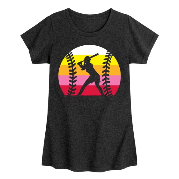 Instant Message - Retro Softball Player - Youth Girls Fitted Short Sleeve T-Shirt