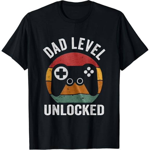 Vintage New Dad Shirt Dad Level Unlocked day Tee Shirt Gaming Lover T-shirt