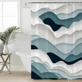 thumbnail image 2 of Blue Grey Ombre Shower Curtains for Bathroom Waterproof Fabric Bath Curtains Decor Bath Tub Curtain Modern Geometric Moire Abstract Art Decorative Shower Curtain Sets with 12 Hooks, 72x72 Inch, 2 of 6