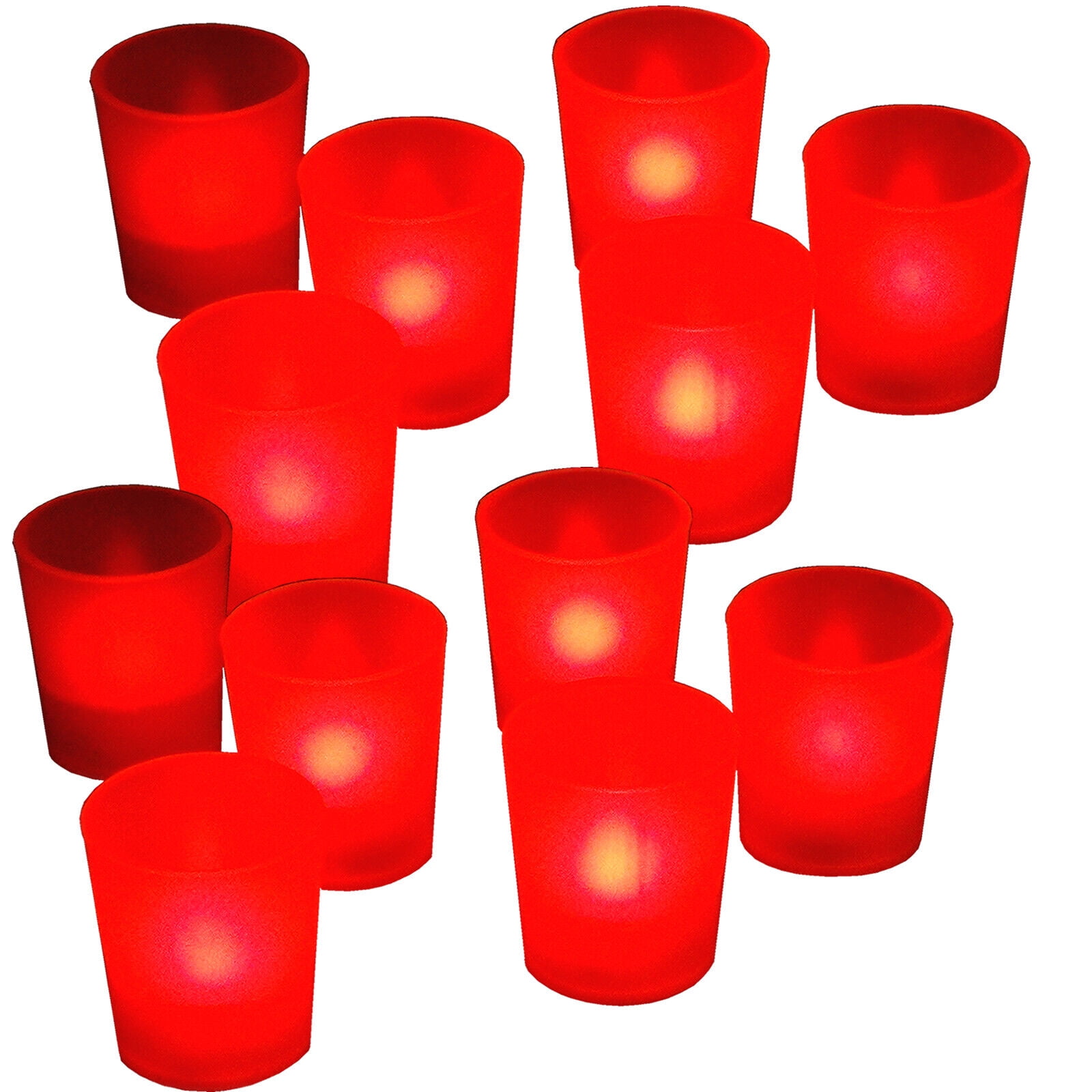 12 RED Led Tea Light Votive Flameless Battery Candles Wedding Party