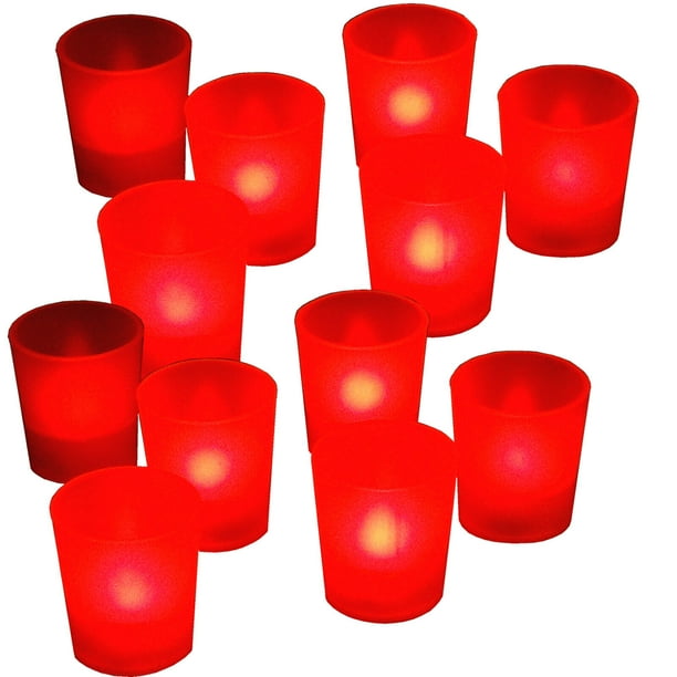 12 RED Led Tea Light Votive Flameless Battery Candles Wedding Party