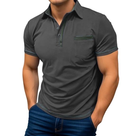 CHENHANN Men's Polo Shirt Short Sleeve Button Down T Shirts Lightweight Grey Shirts Men