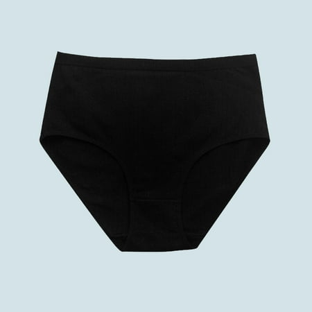 Molidfa Black Women s Panties Cotton Plus Size Briefs Solid High Waist Tummy Control Underwear Womens
