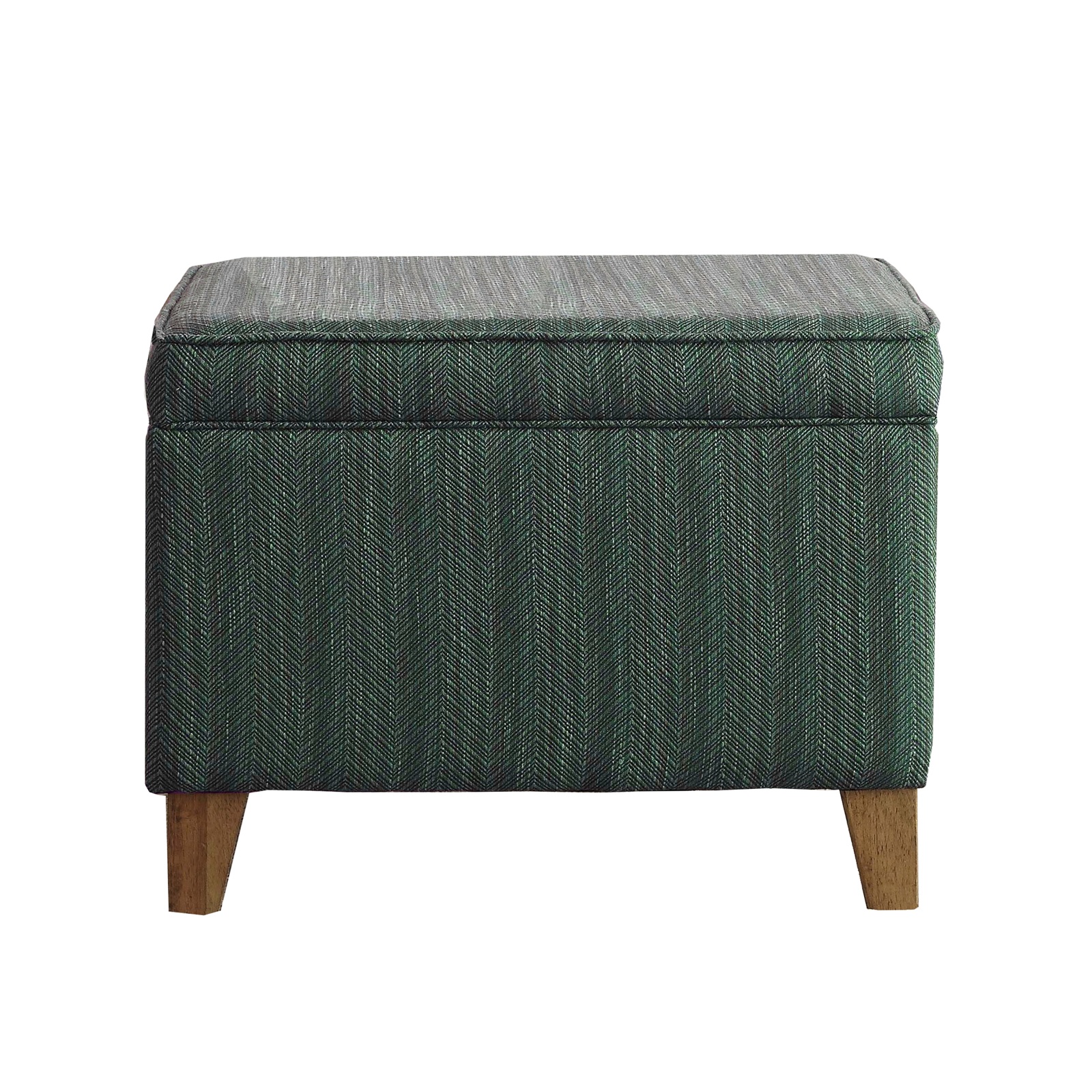 Benzara Rectangular Fabric Upholstered Wooden Ottoman with Lift Top Storage,