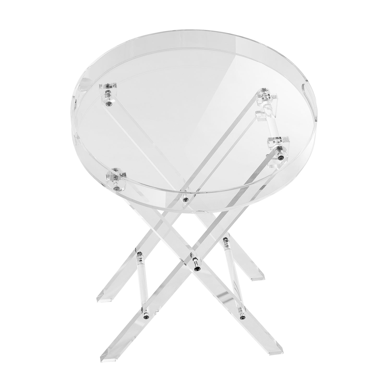 VEVOR Acrylic Folding Tray Table, Acrylic End Table with Folding X Leg, Clear Acrylic Side Table for Coffee, Drink, Food, Snack used in Living Room, Bedroom, and Study