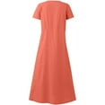 thumbnail image 6 of Summer Xqxayjr Summer Flowy Swing Pocket Cotton Linen Long Shirt Sundresses for Women Party Dresses Under $5 Casual Loose Short Sleeve Round Neck Trendy Spring Cocktail Dresses, 6 of 7