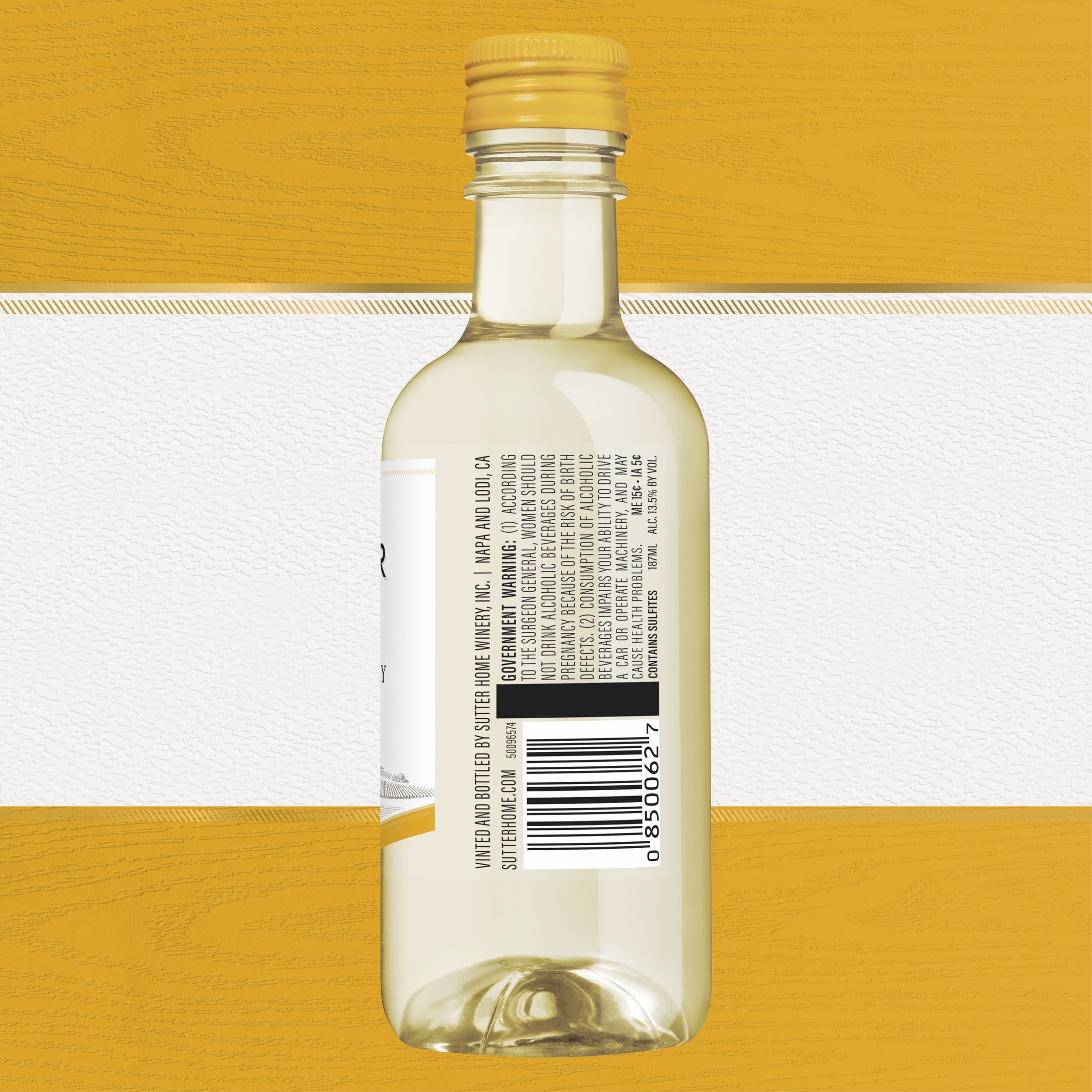 Sutter Home Chardonnay California White Wine, 4 Pack, 187 ml Glass Bottles, 13.5% ABV