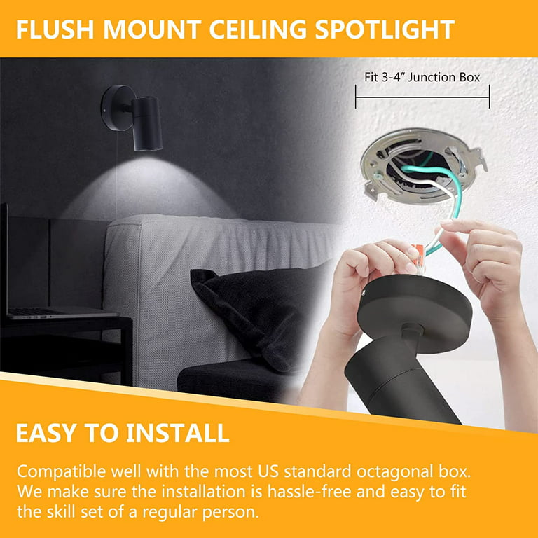 VANoopee 3-Color Dimmable Ceiling Spotlight Flush Mount Adjustable  Spotlight Directional LED Spot Lights Indoor Bright Accent Fixture for  Living Room