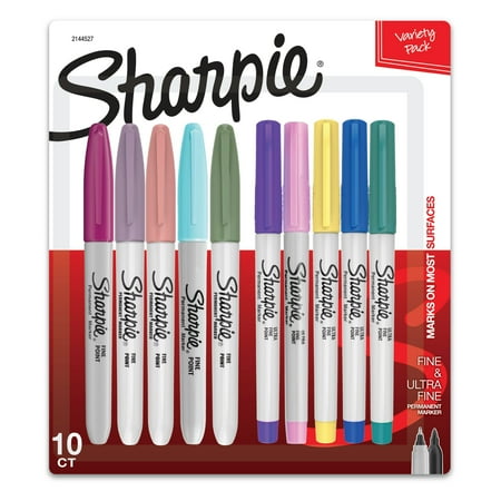 Sharpie Permanent Markers, Fine and Ultra-Fine Point, Assorted, 10 Count