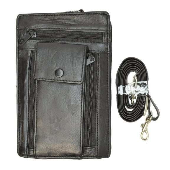 Large Genuine Leather Men Women Travel Wallet with Wrist Strap 107 (C)